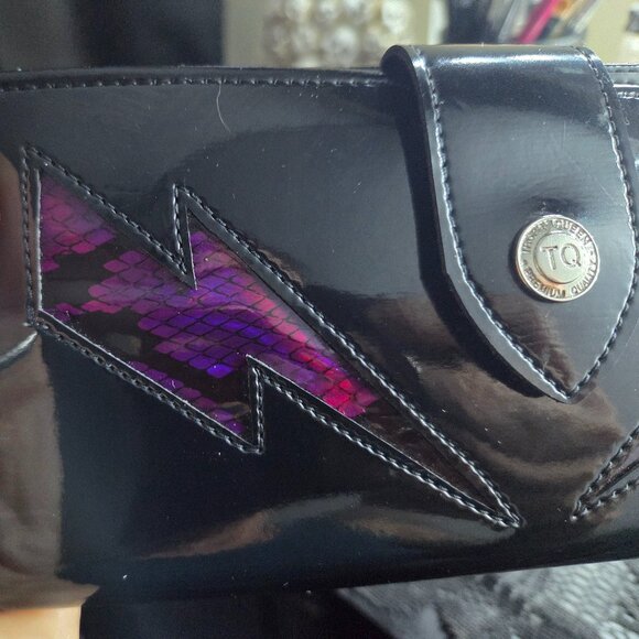 Trophy Queen Patent Leather Purple Python Lightening Bolt Wallet - Picture 3 of 5